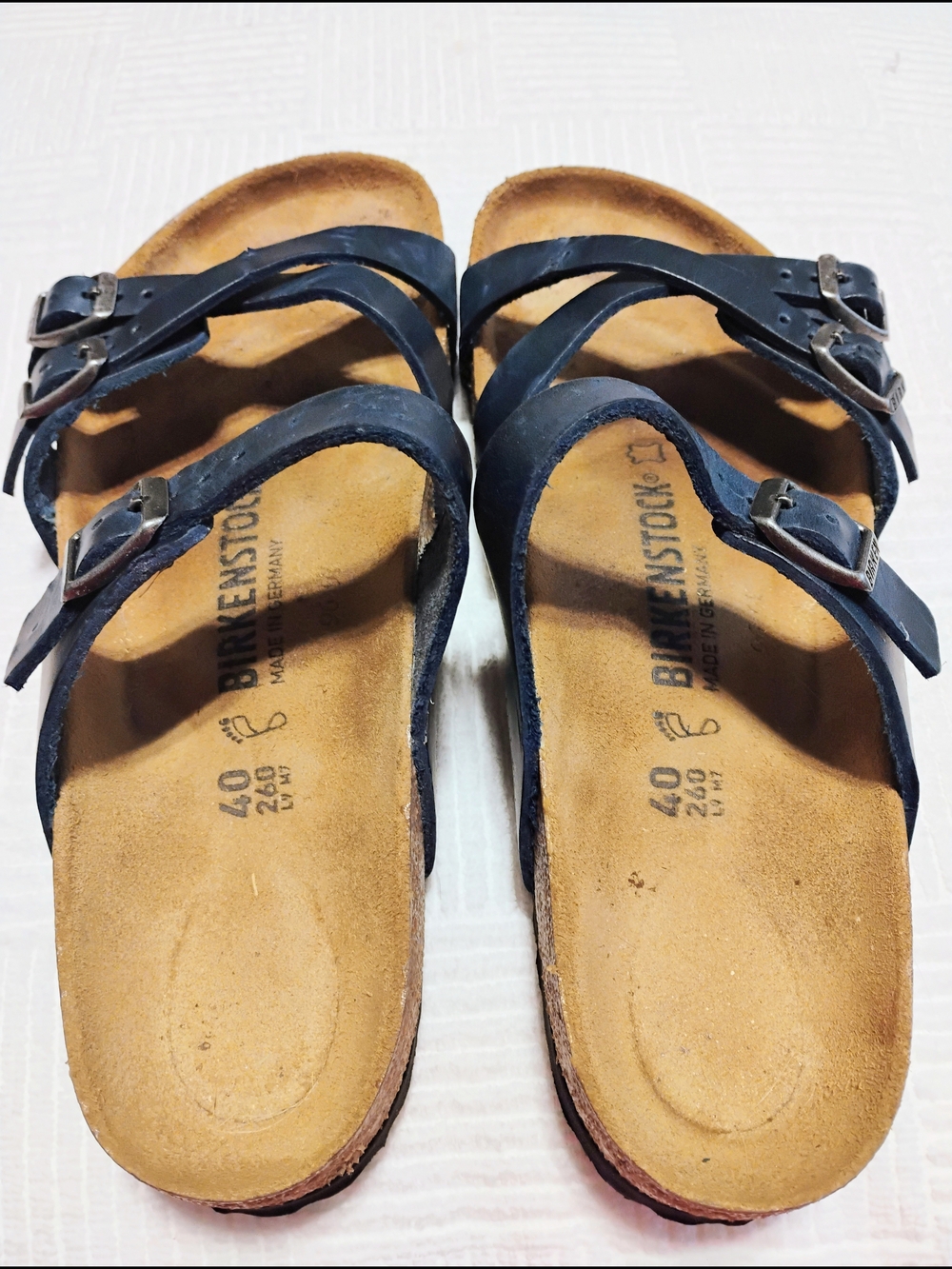 Birkenstock Blue 3 Strap Cork Sandals  Women's Size 9 PLEASE READ